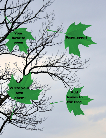 phot of a bare tree with green leaves added 