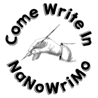 NaNoWriMo come write in logo