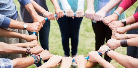 Photo of diverse hands holding a circle