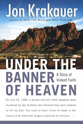 "Under the Banner of Heaven" book cover - mountains on image
