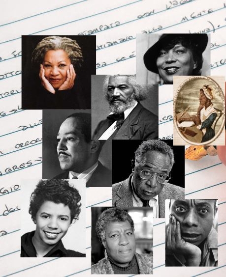 A collage of the photos of 9 black authors 
