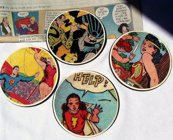Image of coasters with comic book pages
